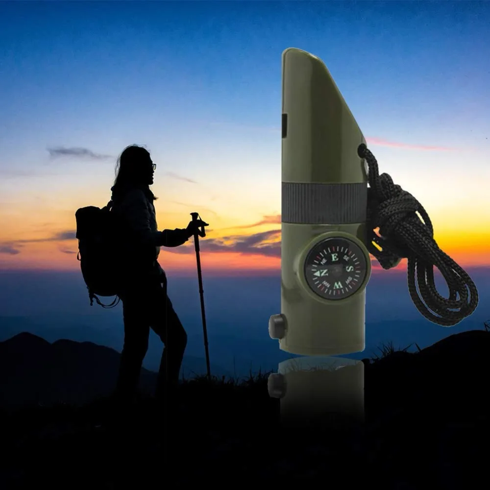 7 в 1 Мини SOS набор выживания для кемпинга выживания свисток с компасом термометр фонарь Лупа инструменты для походов на открытом воздухе