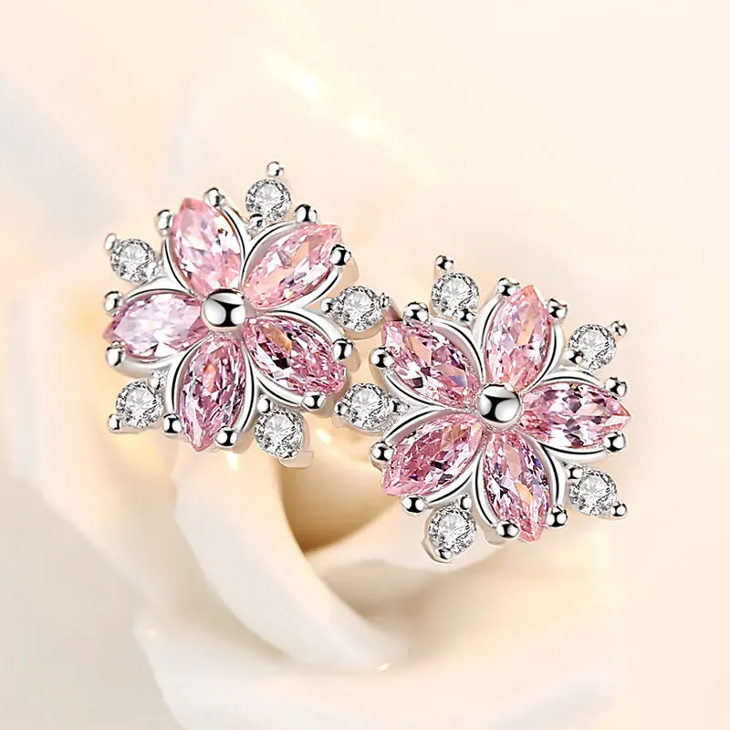 KASIYU S925 silver sakura love ear studs female temperament Korean personality red earrings simple mini | Украшения и аксессуары