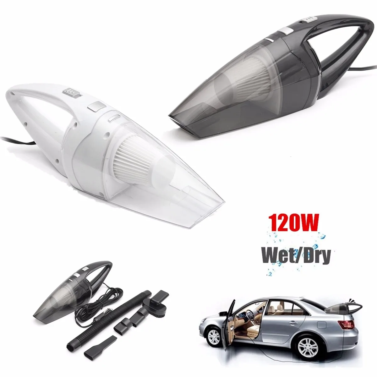 Buy 120W Portable Car Vacuum Cleaner Wet And Dry Dual