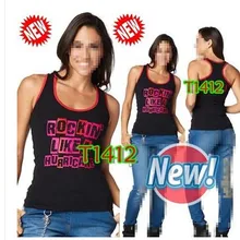 Новые женские топы, одежда с принтом, майки для бега, жилет, хлопковая одежда T1412