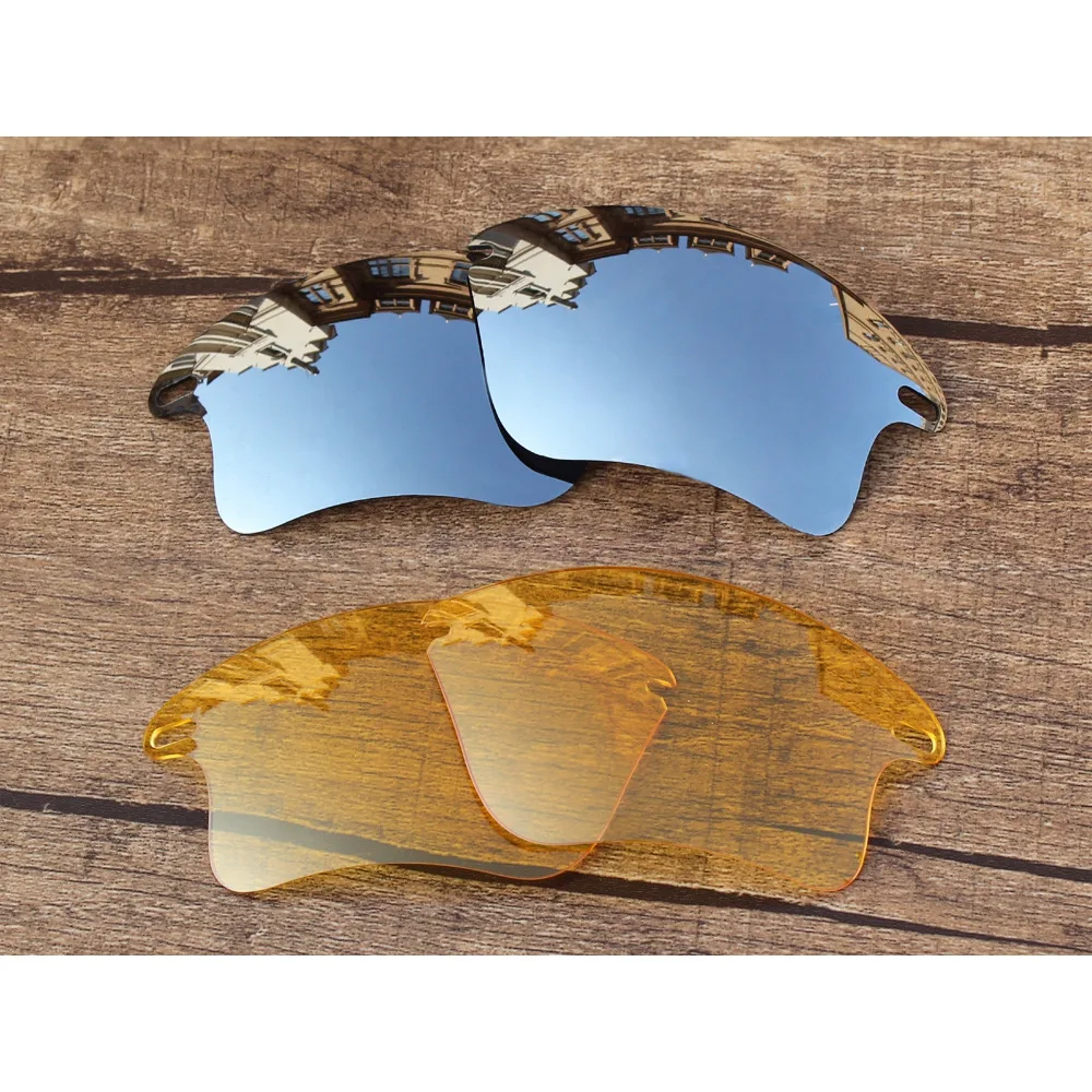 

Vonxyz 2 Pairs Chrome Mirror & Yellow Replacement Lenses for-Oakley Fast Jacket XL OO9156 Frame