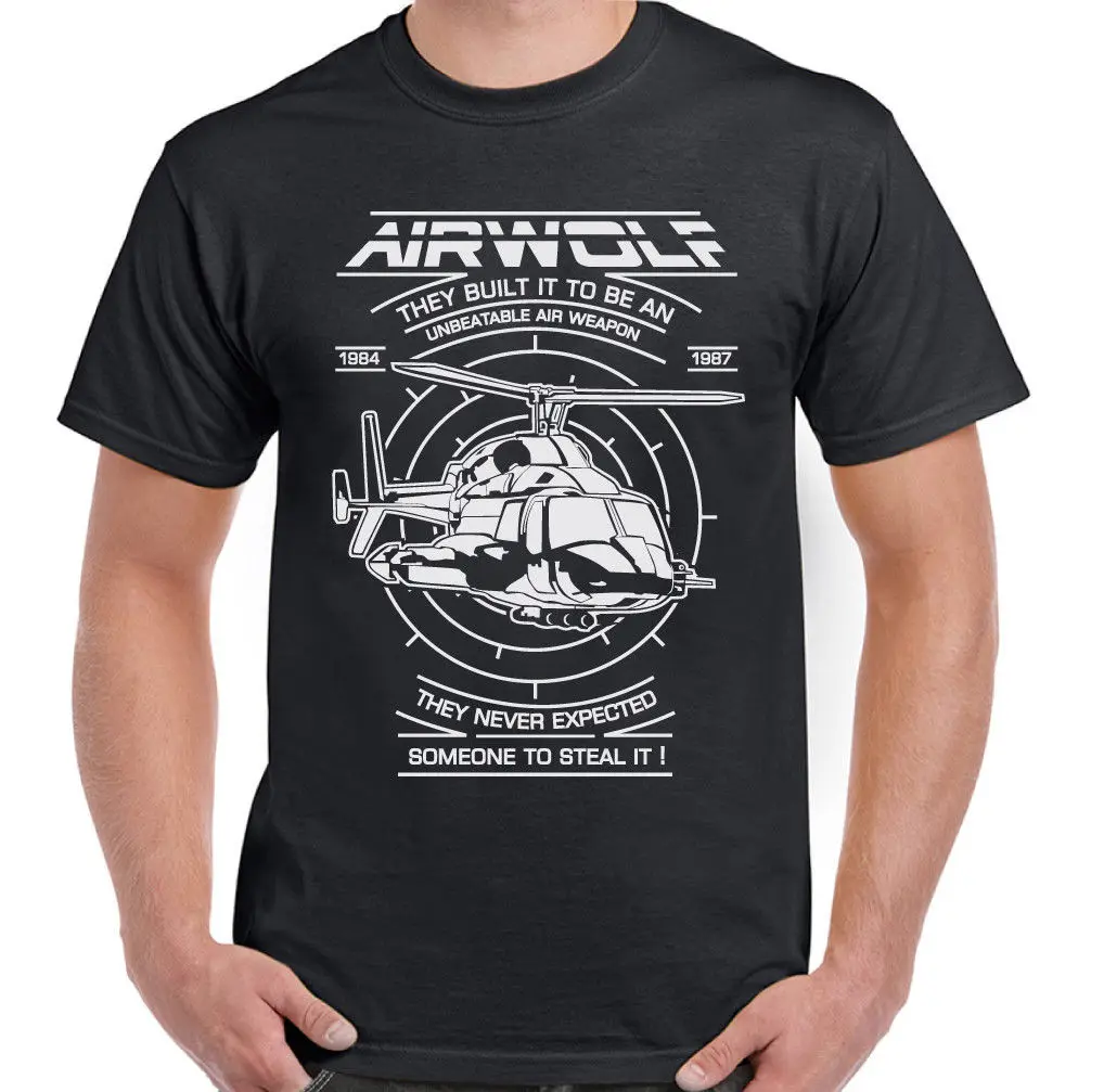 

Airwolf Mens 80's Retro TV Programme T-Shirt Helicopter Drama Show Chopper