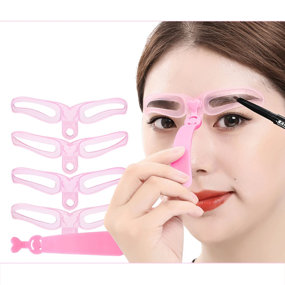 4 styles Reusable Makup Eyebrow Model Template Eyebrow Shaper Defining Stencils