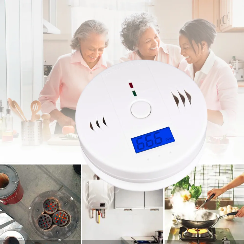 

LCD Photoelectric Carbon Monoxide Home Security Protection 85dB Warning High Sensitive Independent CO Gas Sensor Detector Alarm