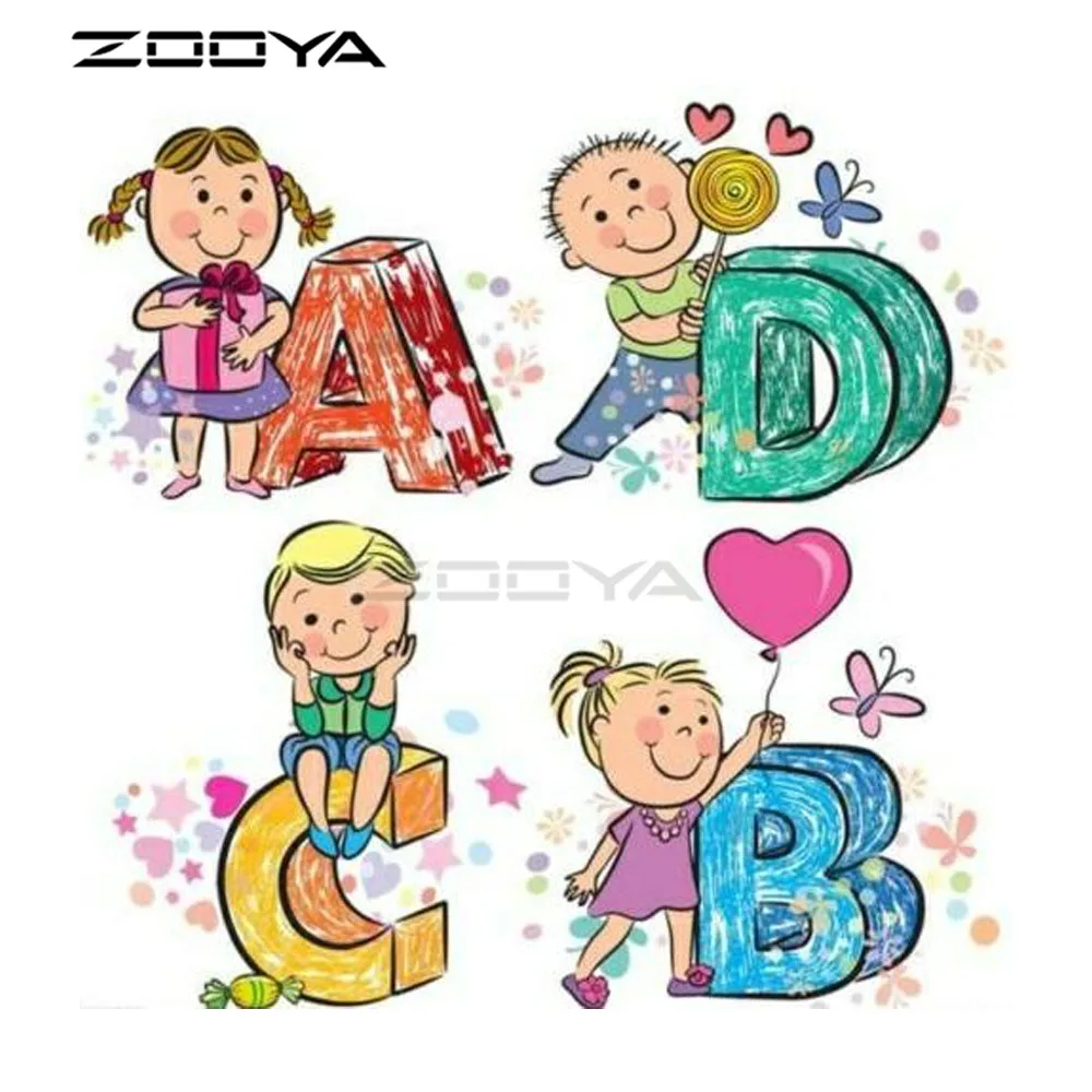

ZOOYADiamond Painting Cross stitch Alphabet Chidl Text Needlework Diamond Embroidery Pattern Hobbies and Crafts Home Decor R2433