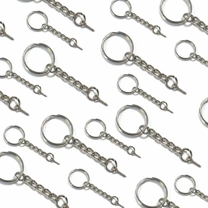 

20pcs/lot Vintage Silver Key Rings&Keychain with Screw Threaded Eye Pins Split Ring Key Chains Sleutelhanger Findings Clasp Gift