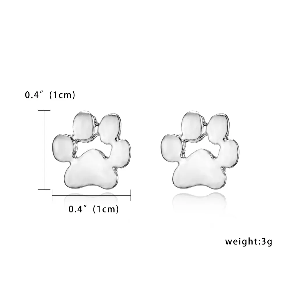 Одна пара золотого и серебряного цвета милые серьги-гвоздики кошка и собака серьги с лапами для женщин ювелирные изделия маленькая круглая серьга в форме лапы подарки