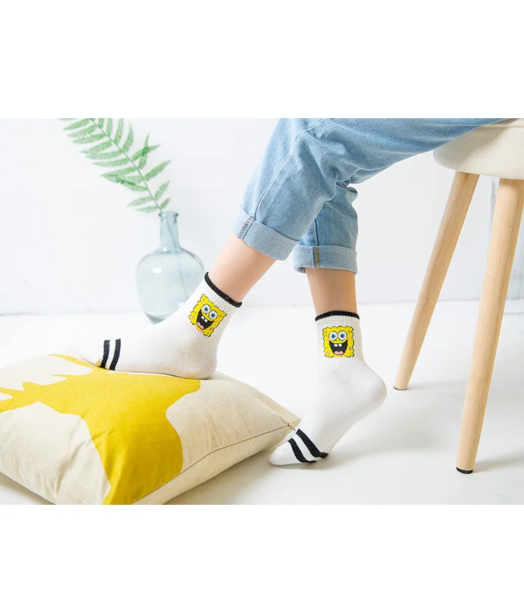 1 пара милых носков с героями мультфильмов дамские короткие носки в стиле Харадзюку с изображением героев аниме «песочный рисунок» забавные носки из губчатой ткани для маленьких женщин