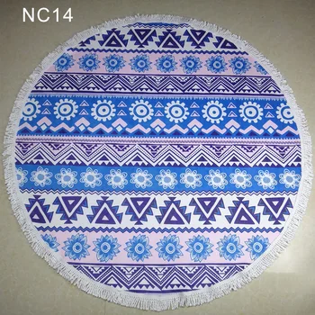 

Large Round with Tassel Circle Bohemia Beach Towel Wash Cloth Reactive Print Bath Towel Sports Towel Polyeste ST-1726