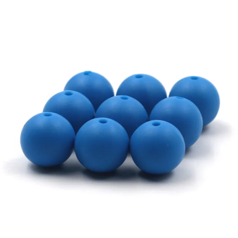 

JOJOCHEW 100pcs 9mm-19mm Deep Sky Blue New Silicone Baby Teething Beads BPA Free Round Cuentas de silicona Jewelry Making