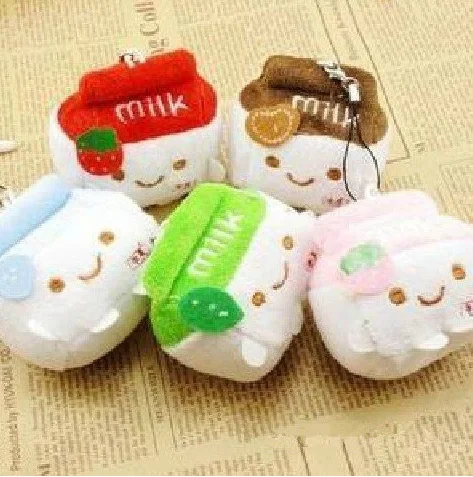 

Super Cute Novelty Milk CAN Plush , 7CM Stuffed Toy Doll ; 6Colors. String Keychain Toy Bouquet Flower Plush Toy Dolls