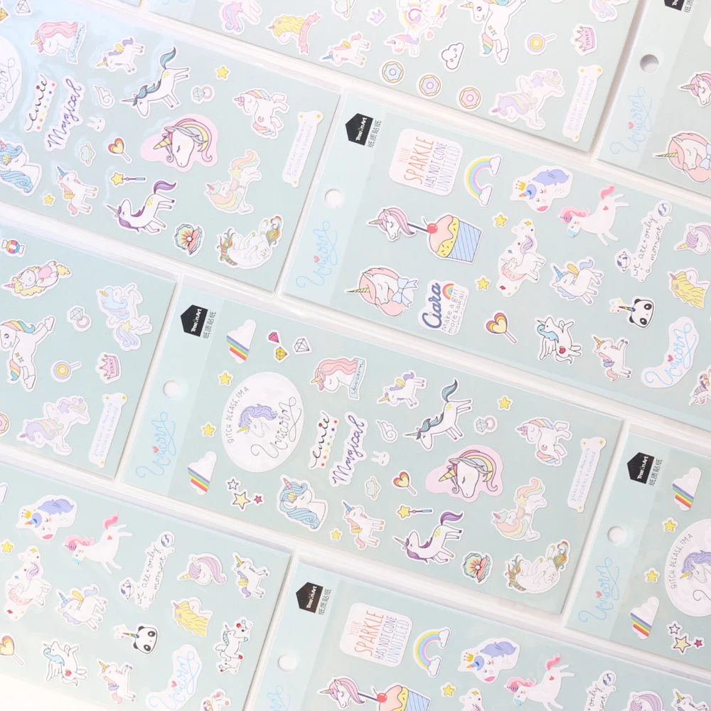 

Domikee new cute cartoon unicorn design decoration stickers for diary planner notebooks,candy student kids DIY stickers set