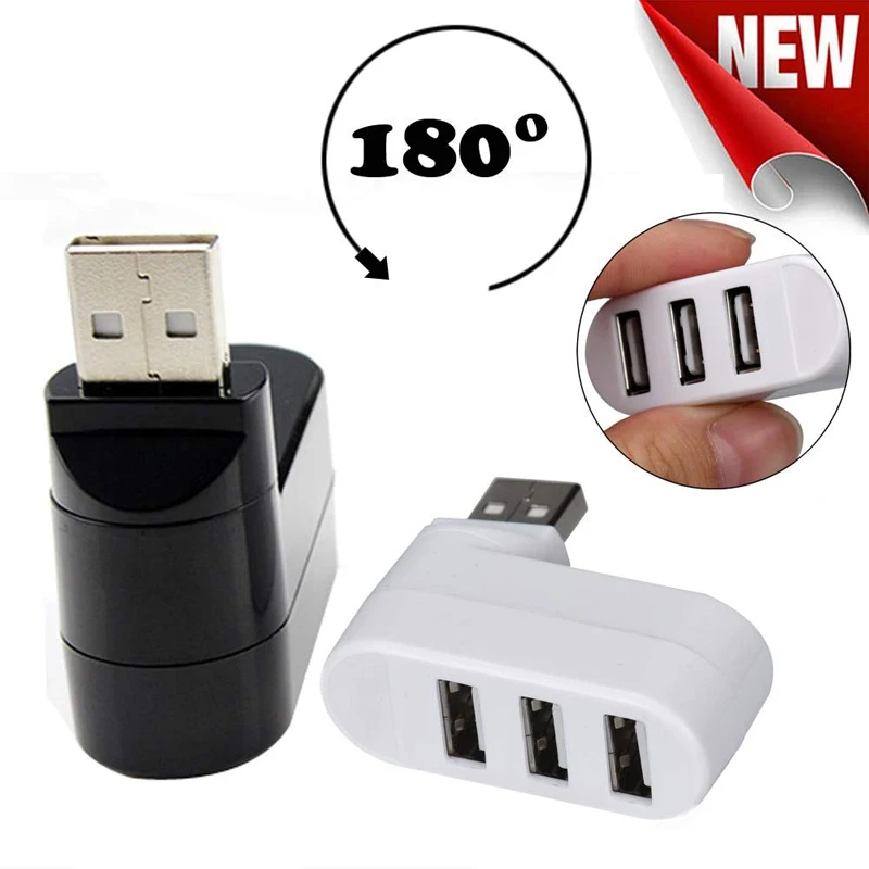 180 градусов вращающийся 3 порта usb-хаб 2,0 USB разветвитель адаптер для Macbook ноутбук планшет компьютер ПК периферийные устройства Мульти USB порт