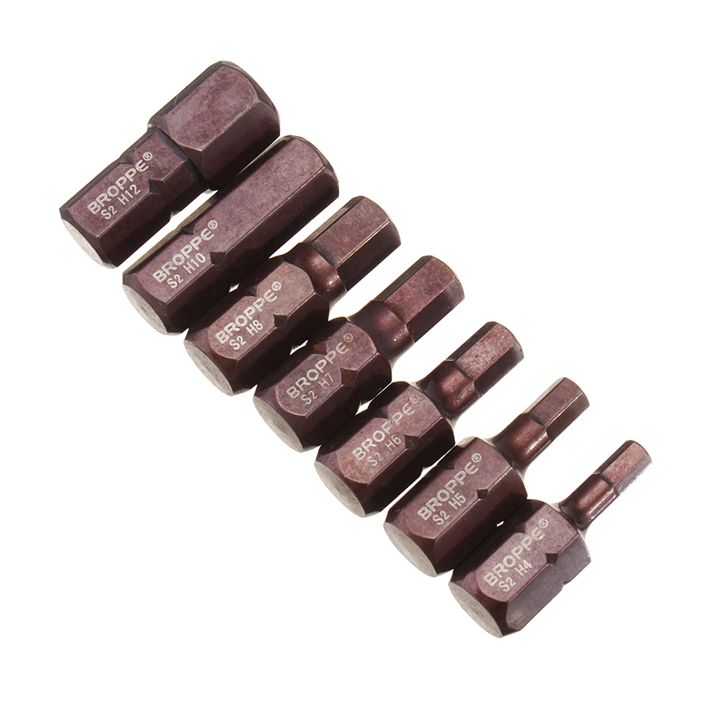 Broppe 7 шт H4 H12 30 мм Шестигранная отвертка бит H4/H5/H6/H7/H8/H10/H12 10 шестигранный хвостовик