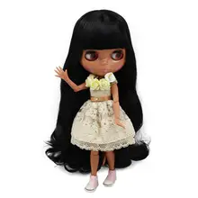ICY factory шарнирная кукла blyth toy темная кожа соединение тела длинные черные волосы блестящее лицо 1/6 30 см