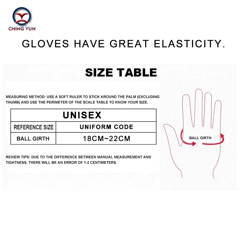 CHING YUN Half Finger Gloves Women&Men Elastic Breathable Semi-finger unisex Gloves Outdoor Ridding Climbing Sunscreen Mitten