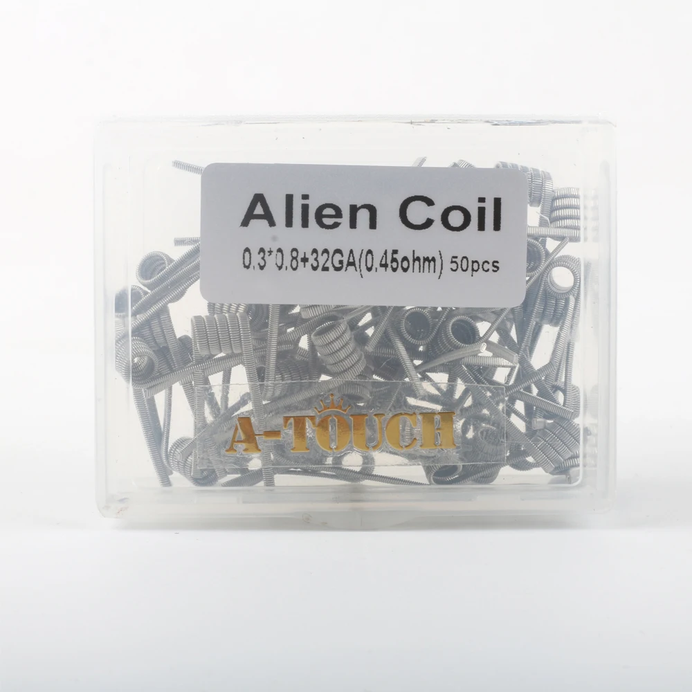 

50pcs/box A-Touch Alien Coil For RBA, RDA Atomizer DIY 0.3*0.8+32GA 0.45ohm Prebuilt Alien Coil For RDA, RDA DIY Fans