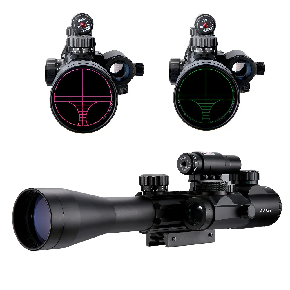 

3-9X40EG Tactical Riflescopes Sight Scope Red Green Illuminated Tactical Riflescope + Red Laser Sight + Holographic Dot Sight
