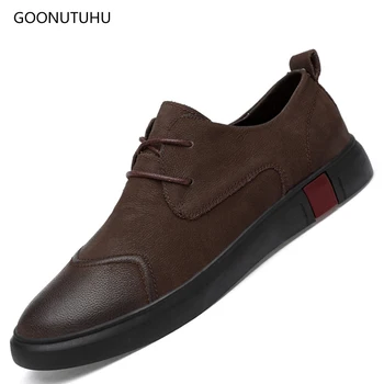 

Fashion men's shoes genuine leather loafers man youth casual shoes men black & brown driving platform shoes for men big size 46