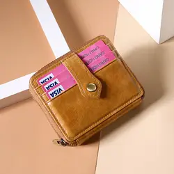 Новый Для мужчин мужские роскошные кожаные мини-небольшой Волшебные кошельки молнии портмоне мешка Пластик кредитный банк кошелек с