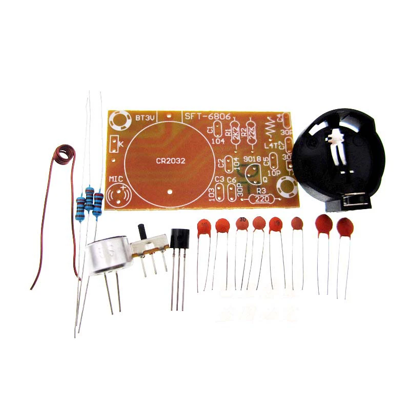 1kit Simple Fm Wireless Microphone Electronic Diy Parts Kit Set / 3v 88mhz108mhz Radio Fm
