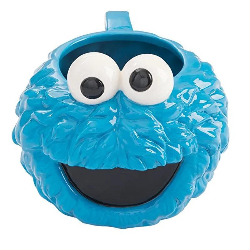 

350ML Sesame Street Cute Ceramic Cup Anime Peripheral Cookie Monster OriginalFake Street Art Collection Morden Gift M447