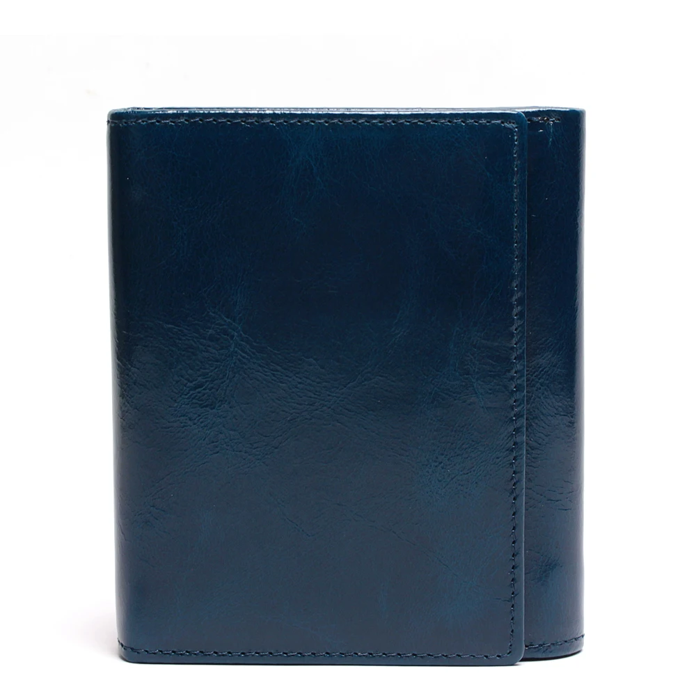 Первый слой кожаного бумажника, Женский кошелек из восковой кожи, Женский кошелек в стиле ретро, Многофункциональный складной кошелек, клатч, сумка для смены, многофункциональная - Цвет: Blue