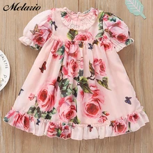 Melario Baby Girls Dress Kids Dresses For Girls Cute Toddler Kid Baby Girl Short sleeve Floral Party Princess Boho Pageant Dress