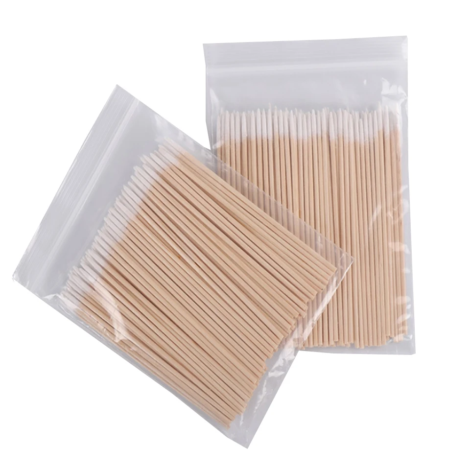 High Quality 1 Bag 100pcs Wooden Cotton Stick Swabs Buds For Cleaning The Ears Eyebrow Lips Eyeline Tattoo Makeup Cosmetics 6