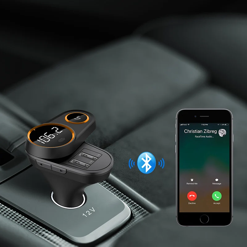 Вращающийся Автомобильный Bluetooth fm-передатчик mp3-плеер 2 USB зарядное устройство аудио адаптер радио 5 В/4.8A автомобильное зарядное устройство Hands-free FM модулятор