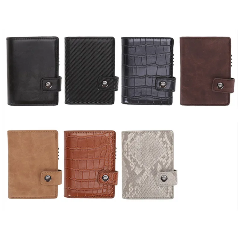 Baratos BISI GORO 2019 Cartera de aluminio soporte de tarjeta de crédito Metal con RFID bloqueo multifunción Cartera de viaje caja de Metal