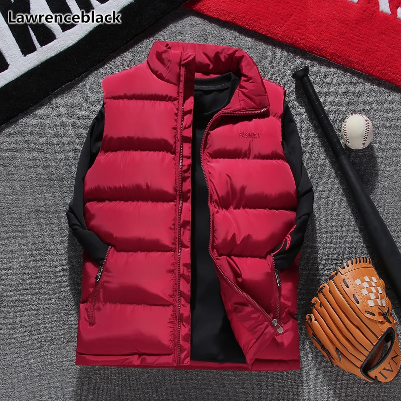Lawrenceblack Men sleeveless Vest 2018 Winter Warm Windbreaker Men's Gilet Male Cotton-Padded Waistcoat Jacket and Coat 1333