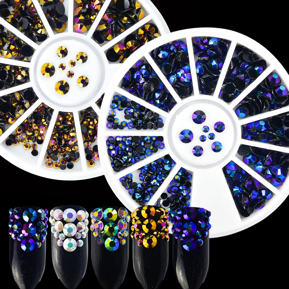 

1 Wheel Mixed Size Nail Rhinestones Wheel Color Charming Nail Decoration Resin 3d Designs Colorful Shiny Manicure JI357