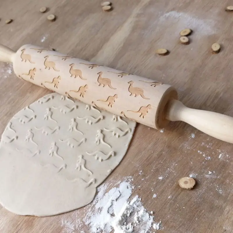 Пасхальная рельефная Скалка резная деревянная форма для выпечки печенья печенье, фондан, пирог, тесто роликовая форма динозавры печать штамп