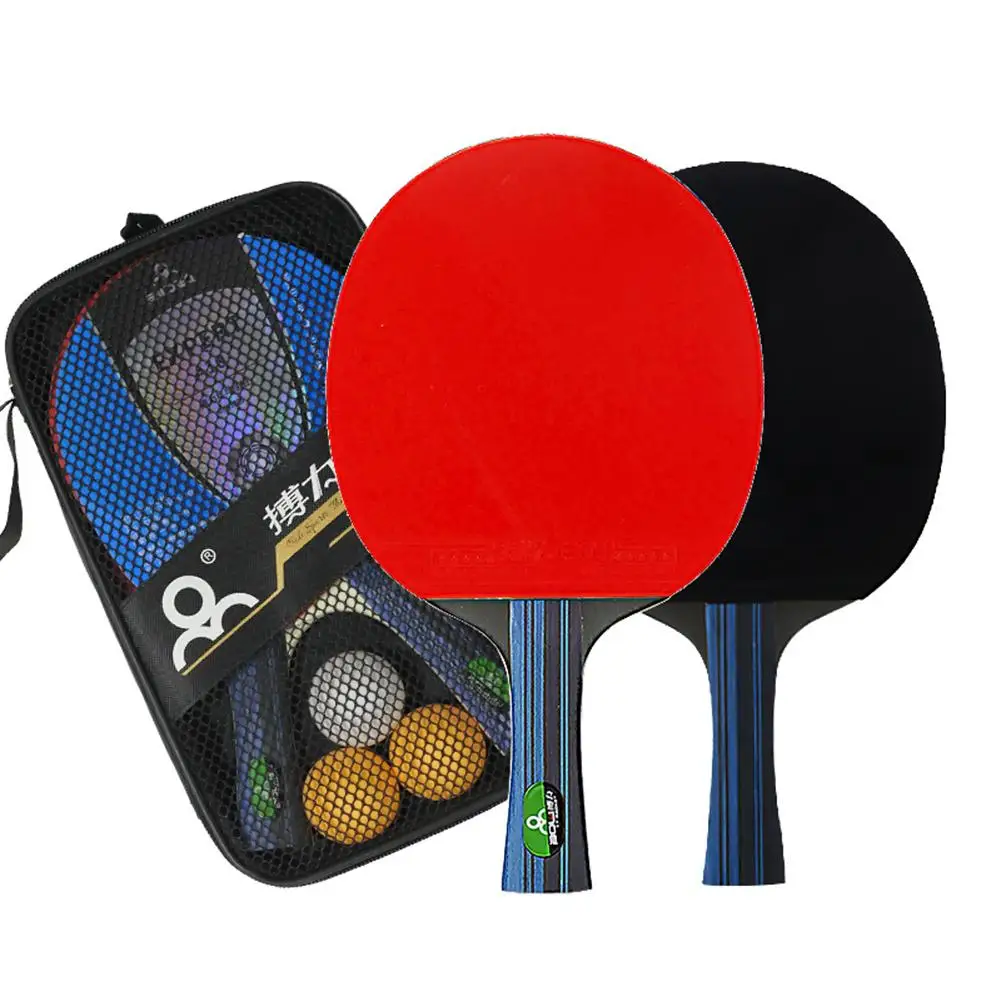

Table Tennis Ping Pong Racket Two Shake-hand Grip Bat Paddle Three Balls Light Tip Heavy Handle Table Tennis Racket