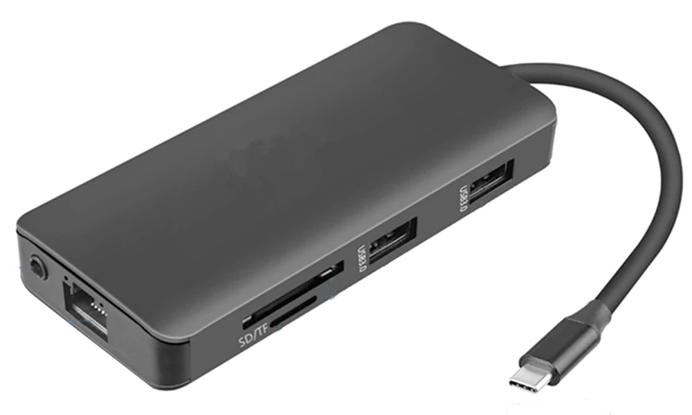 9 в 1 USB-C концентратор типа C до 3,5 мм аудио микрофон 4 к HDMI VGA RJ45 lan-адаптер с usb-разъемом 3,0 SD TF кардридер type C зарядка PD адаптер концентратор