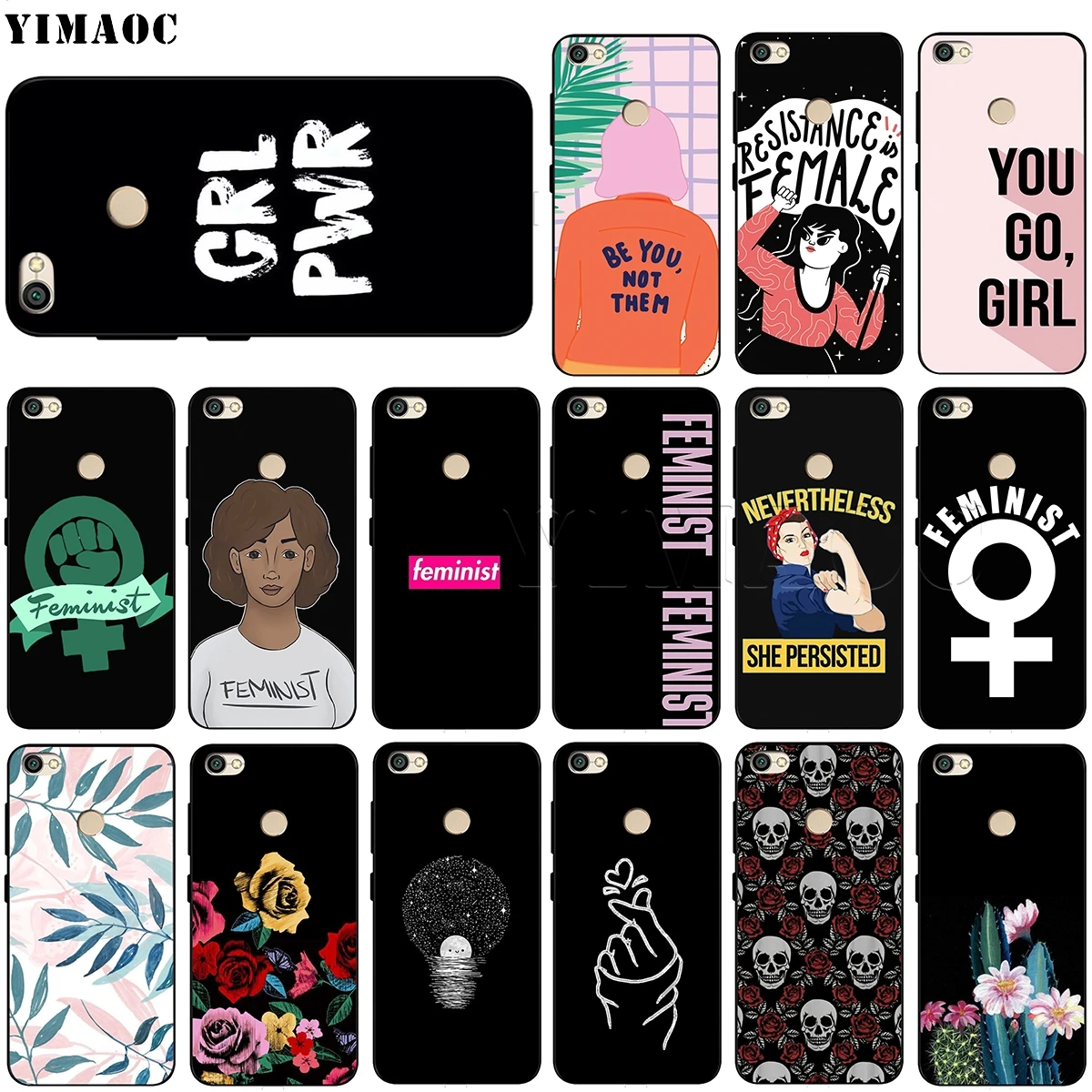 

YIMAOC Feminist Girl Case for Xiaomi Redmi mi Note MAX 3 6a 7 6 8 9 go se mi6 mi8 a1 a2 Lite for pocophone f1