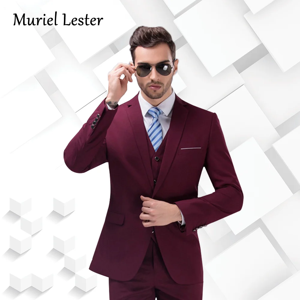 ML 194 White Men Suit 3Pcs Notched Lapel Blazer Mens Wedding Prom Suits