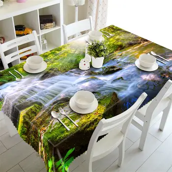 

3D Tablecloth Waterfall cartoon Pattern Polyester Dustproof Table cloth Christmas Dinner Decoration Table Cover Pillowcase
