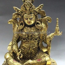 Тибет Бронзовый 24 К Золото живопись Буддизм Храм Воин Держите Будды Ступа Статуя