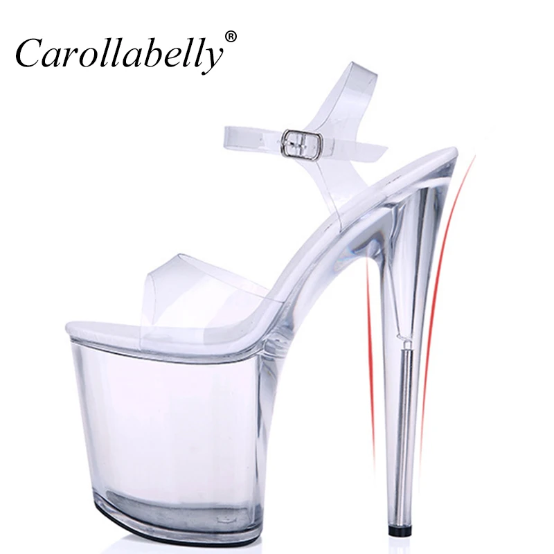 2014Fashion 15 CM Thin High Heels Women Crystal Pumps Sexy Transparent 5cm Platform Sandals Nightclub Party