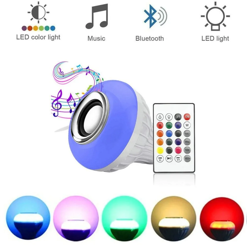 

E27 Wireless Bluetooth Speaker+12W RGB Bulb LED Lamp 110V 220V Smart Led Light Music Player Audio with Remote Control