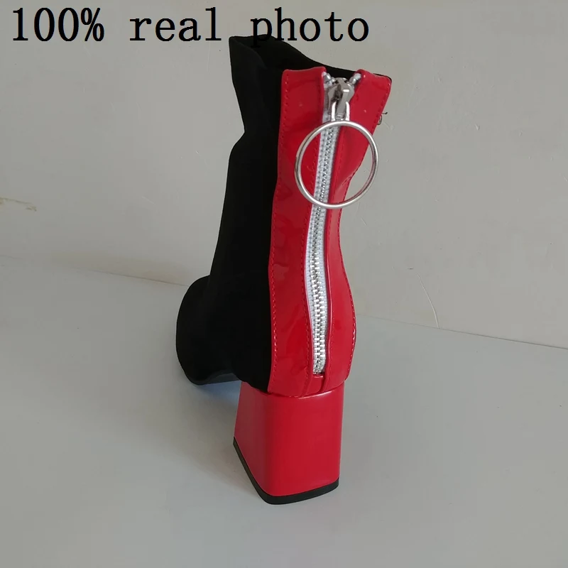 REAVE CAT/Зимние ботильоны; женская обувь с острым носком из искусственной замши; толстый каблук; молния; Botas feminino mujer; черный цвет; Высокий каблук; A1354