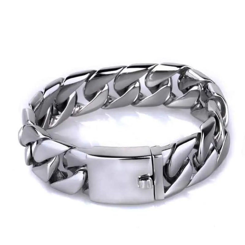 

20mm Stainless Steel Mens Oversize Heavy Curb Cuban Chain Bracelets Rapper Exaggerated Hip hop Men Bangle Miami Jewelry