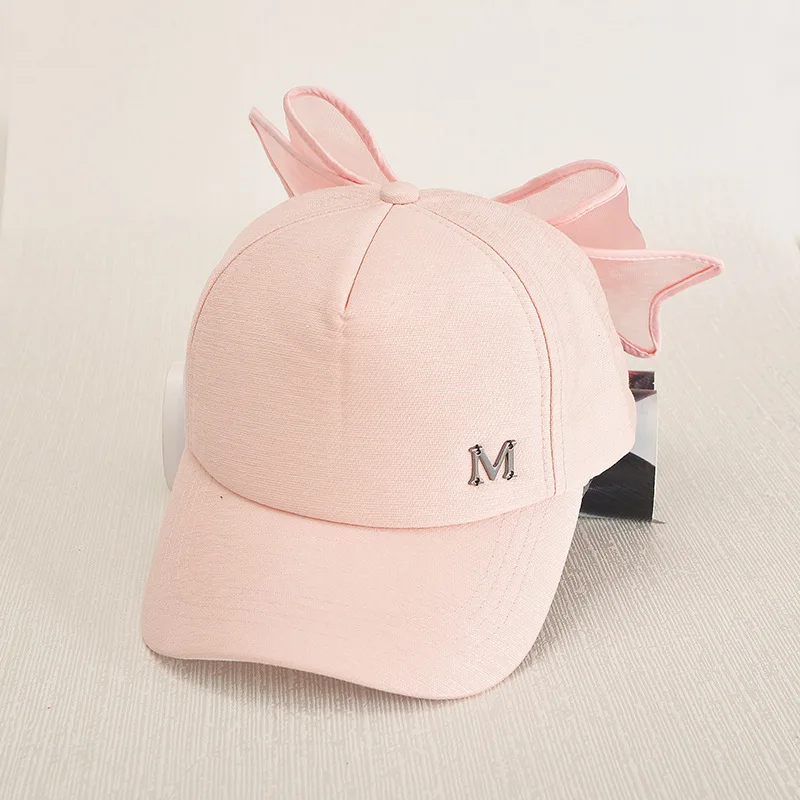 Summer Fashion Women Baseball Cap Pink Hats Bow Knot Hats Sunshade Hip ...