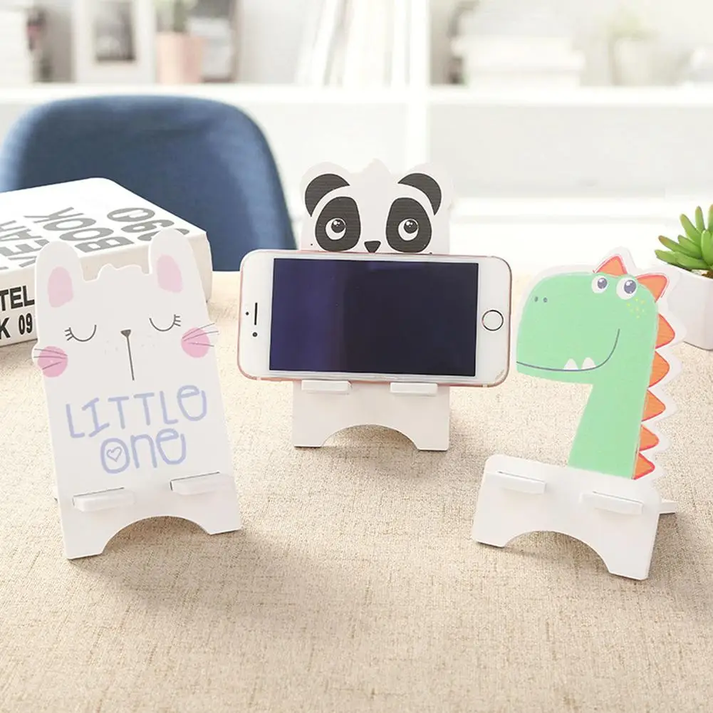 

HOT POP Cute Creative Animal Panda Bunny Dinosaur Wooden Phone Stand Bracket Holder Tool