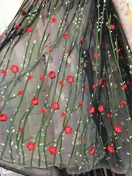 

Embroidered tulle lace fabrics High Quality african lace fabric 5 yards for party dress