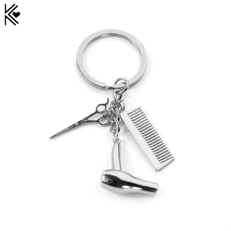 

2017 Hot Sale Hair Dryer/Scissor/Comb Keychain & Pendants Scissors Jewelry Cosmetologist Hair Dresser Key Chain Hairdresser Gift