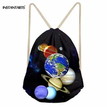 INSTANTARTS Planet Fashion Drawstring Bag 3D Galaxy Star Print Women’s Men Drawstring Backpack School Girl Mini Bagpack Satchel