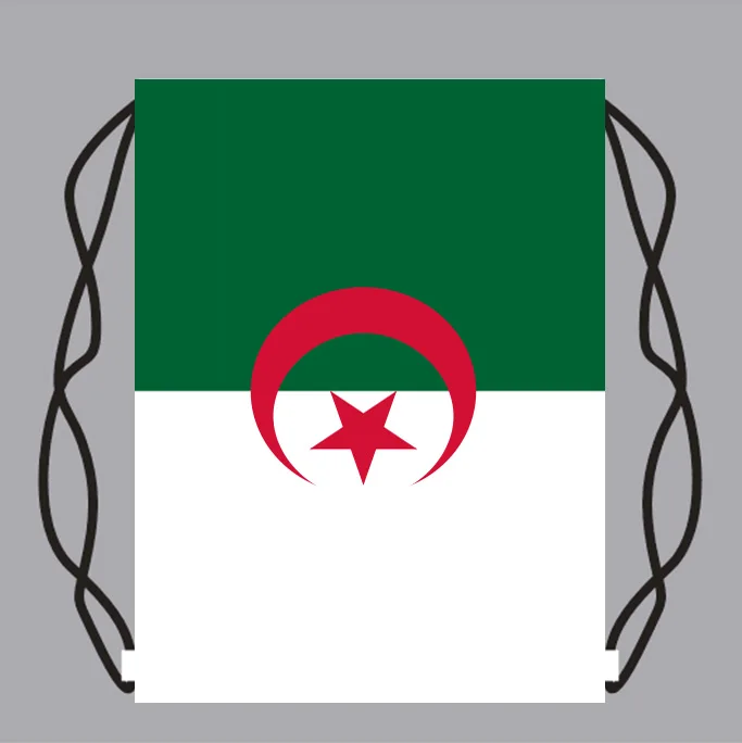 

Drawstring Backpack Bag with Algeria Flag Small Backpack Printing Customized Logo